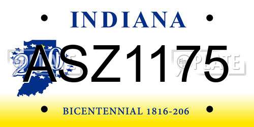 ASZ1175 Indiana License Plate
