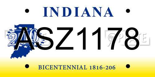 ASZ1178 Indiana License Plate