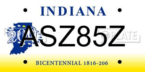 ASZ85Z Indiana License Plate