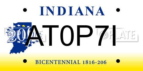 AT0P7I Indiana License Plate