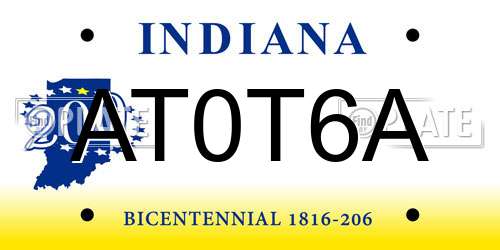 AT0T6A Indiana License Plate