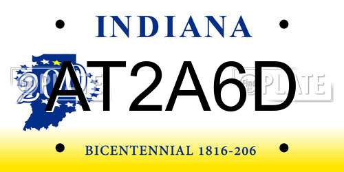 AT2A6D Indiana License Plate