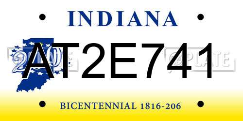 AT2E741 Indiana License Plate
