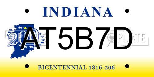 AT5B7D Indiana License Plate