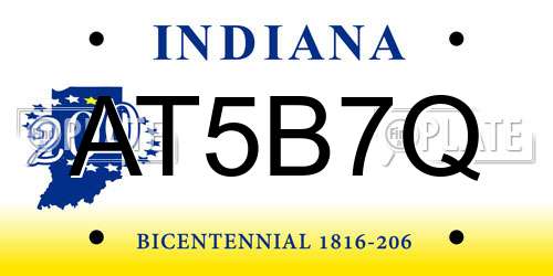 AT5B7Q Indiana License Plate