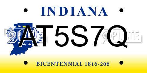 AT5S7Q Indiana License Plate