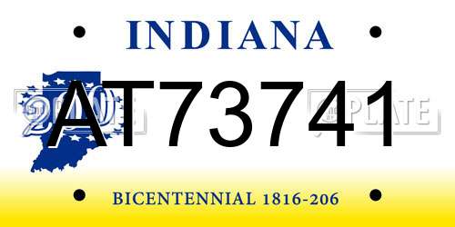 AT73741 Indiana License Plate