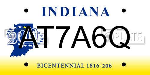AT7A6Q Indiana License Plate