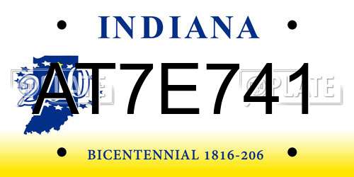 AT7E741 Indiana License Plate