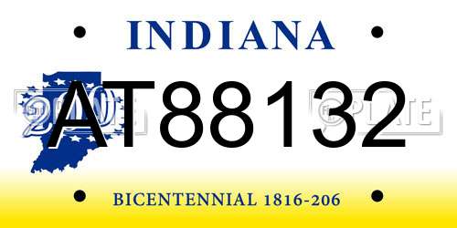 AT88132 Indiana License Plate