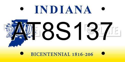 AT8S137 Indiana License Plate