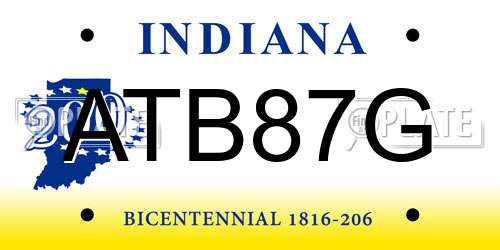 ATB87G Indiana License Plate