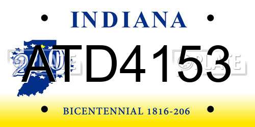 ATD4153 Indiana License Plate