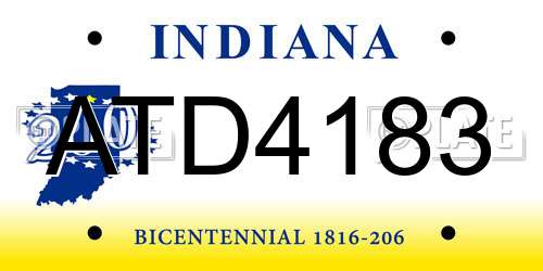 ATD4183 Indiana License Plate