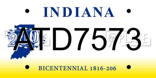 ATD7573 Indiana License Plate