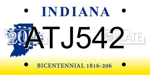 ATJ542 Indiana License Plate