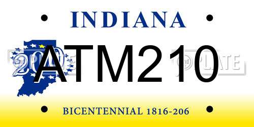 ATM210 Indiana License Plate