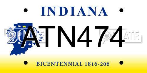 ATN474 Indiana License Plate