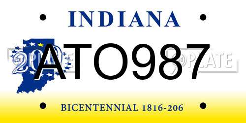 ATO987 Indiana License Plate