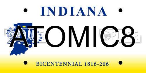 ATOMIC8 Indiana License Plate