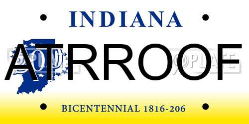 ATRROOF Indiana License Plate