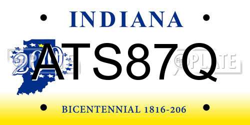 ATS87Q Indiana License Plate