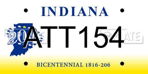 ATT154 Indiana License Plate