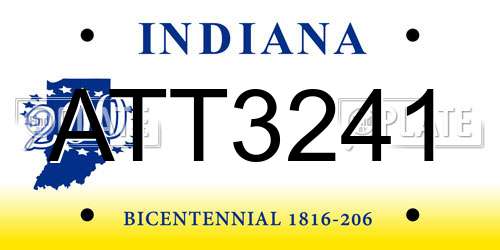 ATT3241 Indiana License Plate