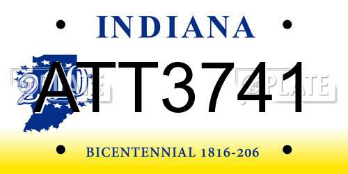 ATT3741 Indiana License Plate