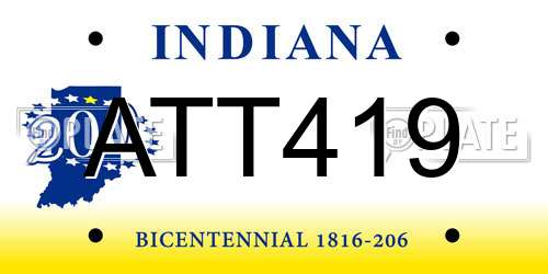 ATT419 Indiana License Plate