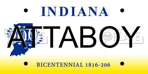 ATTABOY Indiana License Plate