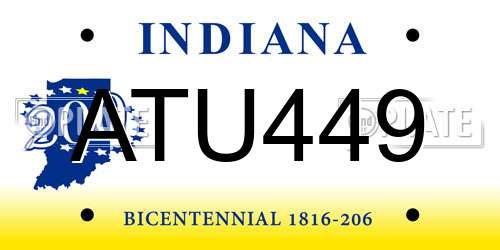 ATU449 Indiana License Plate