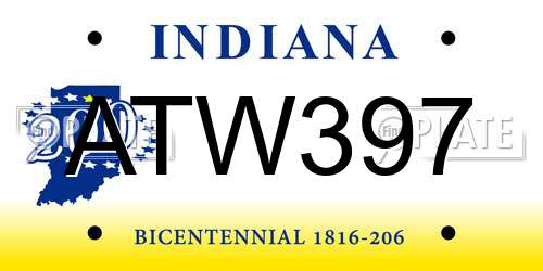 ATW397 Indiana License Plate