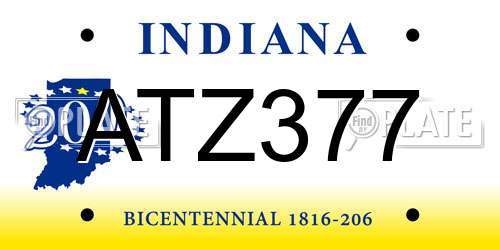 ATZ377 Indiana License Plate