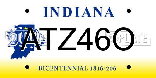 ATZ46O Indiana License Plate
