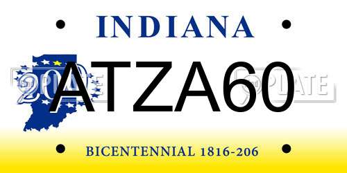 ATZA60 Indiana License Plate