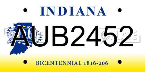 AUB2452 Indiana License Plate
