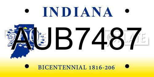 AUB7487 Indiana License Plate