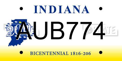 AUB774 Indiana License Plate