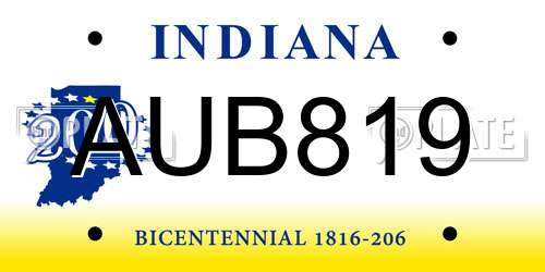 AUB819 Indiana License Plate