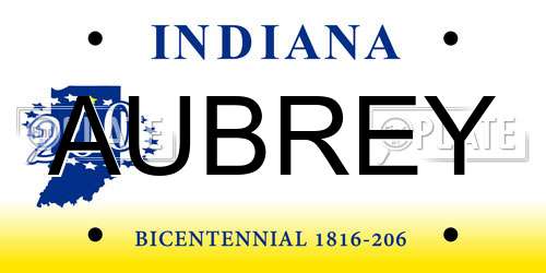 AUBREY Indiana License Plate