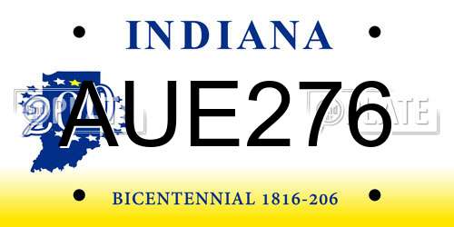 AUE276 Indiana License Plate