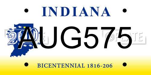 AUG575 Indiana License Plate