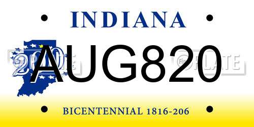 AUG820 Indiana License Plate