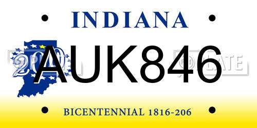 AUK846 Indiana License Plate