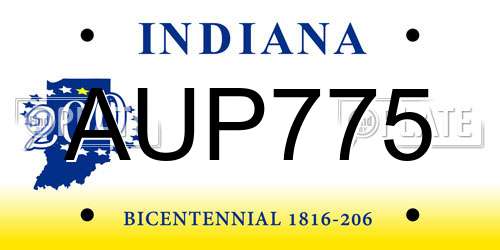 AUP775 Indiana License Plate