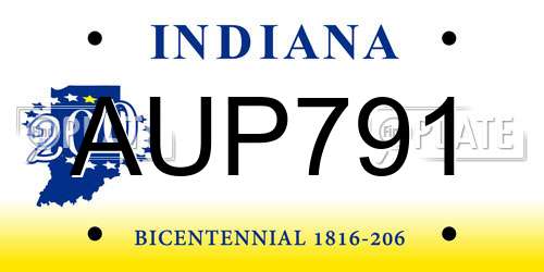 AUP791 Indiana License Plate