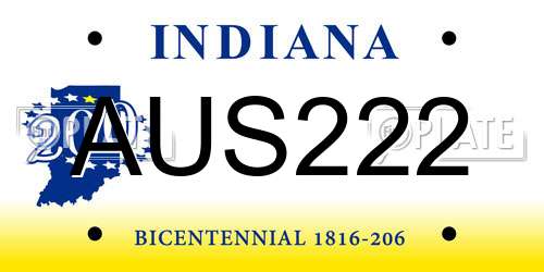AUS222 Indiana License Plate
