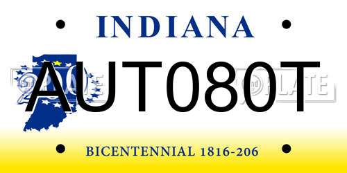 AUT080T Indiana License Plate
