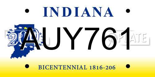 AUY761 Indiana License Plate